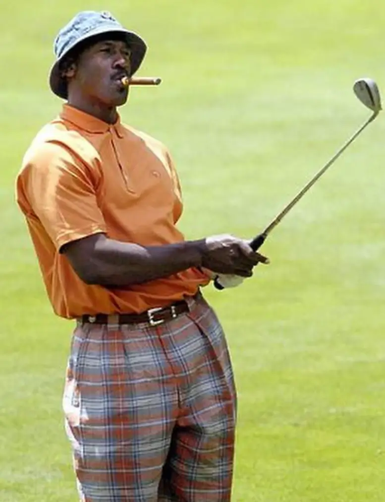 Jordan plaid pants and cigar